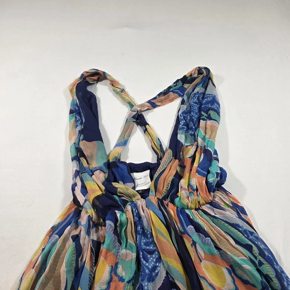 Alexander Farmer Anthropologie Multicolor Maxi Halter Maxi Dress Cross-Back XL - Picture 11 of 12